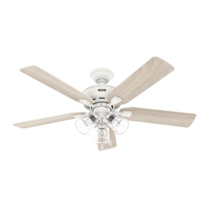 Hunter Fan Co Hunter 52 inch Rosner Matte White Ceiling Fan with LED Light Kit and Pull Chain White