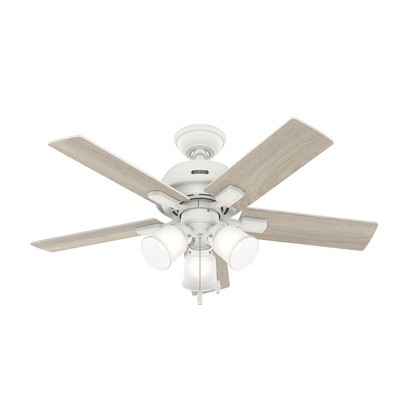 Hunter Fan Co Hunter 44 inch Crystal Peak Matte White Ceiling Fan with LED Light Kit and Pull Chain White