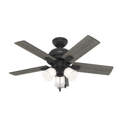 Hunter Fan Co Hunter 44 inch Crystal Peak Matte Black Ceiling Fan with LED Light Kit and Pull Chain Black