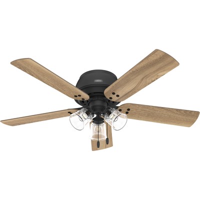 Hunter Fan Co Hunter 52 inch Shady Grove Matte Black Low Profile Ceiling Fan with LED Light Kit and Pull Chain Black