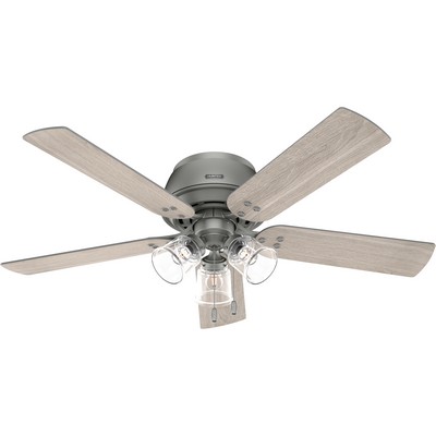 Hunter Fan Co Hunter 52 inch Shady Grove Matte Silver Low Profile Ceiling Fan with LED Light Kit and Pull Chain Silver