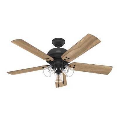 Hunter Fan Co Hunter 52 inch Shady Grove Matte Black Ceiling Fan with LED Light Kit and Pull Chain Black