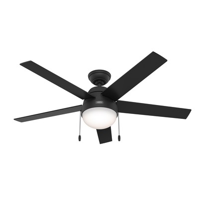 Hunter Fan Co Hunter 52 inch Anslee Matte Black Ceiling Fan with LED Light Kit and Pull Chain Black