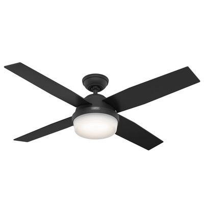 Hunter Fan Co Hunter 52 inch Dempsey Matte Black Ceiling Fan with LED Light Kit and Handheld Remote Black