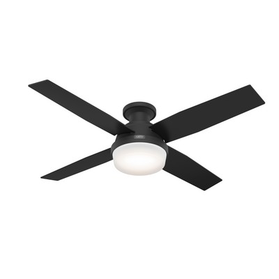 Hunter Fan Co Hunter 52 inch Dempsey Matte Black Low Profile Ceiling Fan with LED Light Kit and Handheld Remote Black