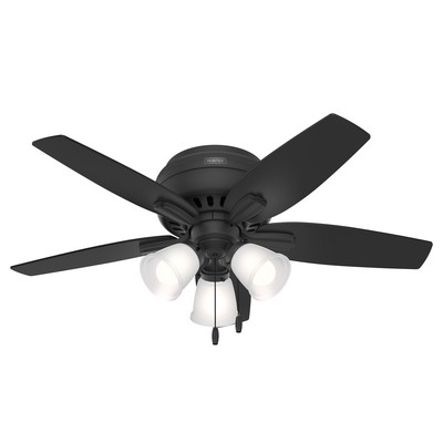 Hunter Fan Co Hunter 42 inch Newsome Matte Black Low Profile Ceiling Fan with LED Light Kit and Pull Chain Black