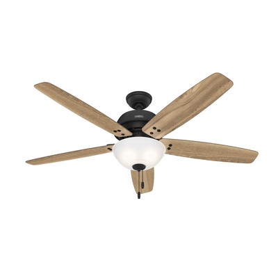 Hunter Fan Co Hunter 60 inch Reveille Matte Black Ceiling Fan with LED Light Kit and Pull Chain Black