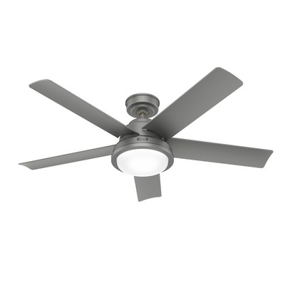 Hunter Fan Co Hunter 52 inch Seawall Matte Silver WeatherMax Indoor / Outdoor Ceiling Fan with LED Light Kit and W Silver