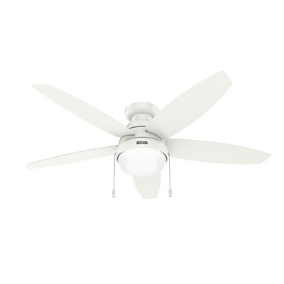 Hunter Fan Co Hunter 52 inch Lilliana Fresh White Low Profile Ceiling Fan with LED Light Kit and Pull Chain White