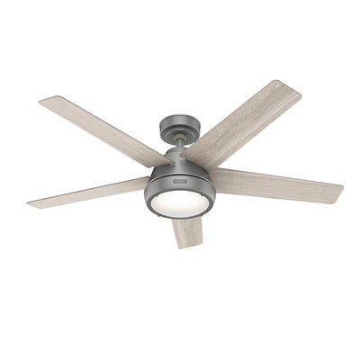 Hunter Fan Co Hunter 52 inch Burroughs Matte Silver Ceiling Fan with LED Light Kit and Handheld Remote Silver