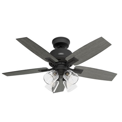 Hunter Fan Co Hunter 44 inch Gatlinburg HunterExpress Matte Black Ceiling Fan with LED Light Kit and Handheld Remo Black