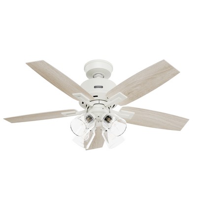 Hunter Fan Co Hunter 44 inch Gatlinburg HunterExpress Matte White Ceiling Fan with LED Light Kit and Handheld Remo White