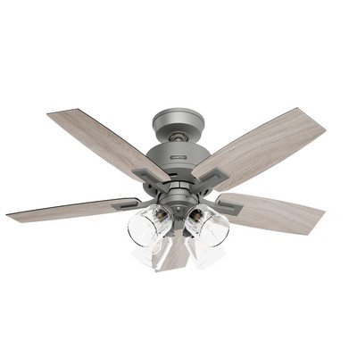 Hunter Fan Co Hunter 44 inch Gatlinburg HunterExpress Matte Silver Ceiling Fan with LED Light Kit and Handheld Rem Silver