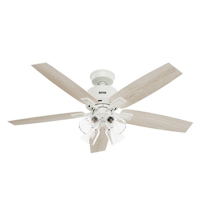 Hunter Fan Co Hunter 52 inch Gatlinburg HunterExpress Matte White Ceiling Fan with LED Light Kit and Handheld Remo White