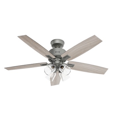 Hunter Fan Co Hunter 52 inch Gatlinburg HunterExpress Matte Silver Ceiling Fan with LED Light Kit and Handheld Rem Silver