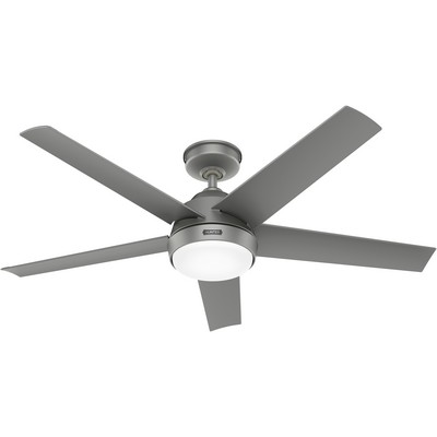 Hunter Fan Co Hunter 52 inch Skyflow Matte Silver WeatherMax Indoor / Outdoor Ceiling Fan with LED Light Kit and W Silver