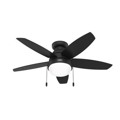 Hunter Fan Co Hunter 44 inch Lilliana Matte Black Low Profile Ceiling Fan with LED Light Kit and Pull Chain Black