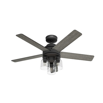 Hunter Fan Co Hunter 52 inch Lochemeade Matte Black Ceiling Fan with LED Light Kit and Handheld Remote Black