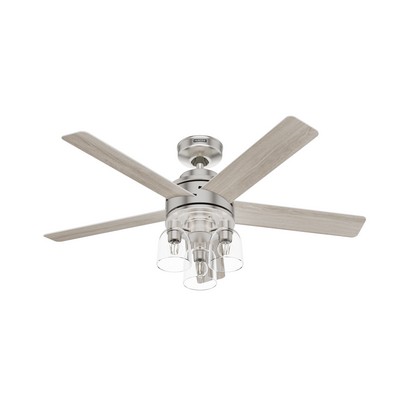 Hunter Fan Co Hunter 52 inch Lochemeade Brushed Nickel Ceiling Fan with LED Light Kit and Handheld Remote Brushed Nickel/Chrome