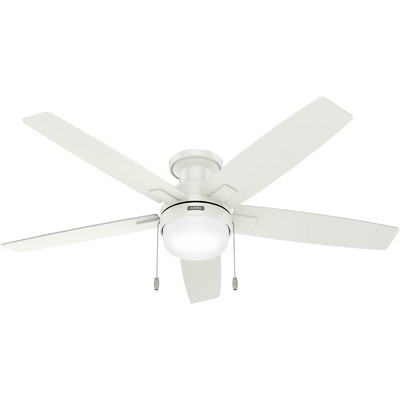 Hunter Fan Co Hunter 52 inch Anisten Fresh White Low Profile Ceiling Fan with LED Light Kit and Pull Chain White