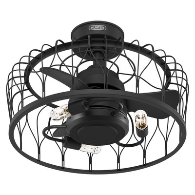 Hunter Fan Co Hunter 36 inch Rotonda Matte Black Ceiling Fan with LED Light Kit and Handheld Remote Black