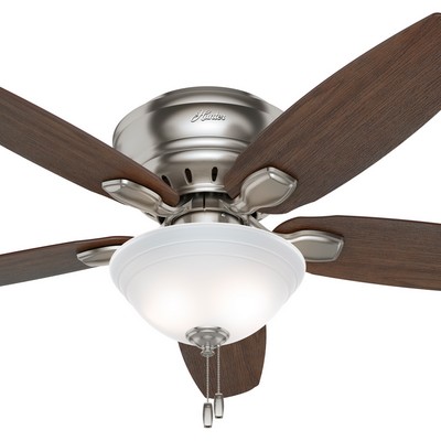 Hunter Fan Co Hunter 52 inch Fremont Brushed Nickel Low Profile Ceiling Fan with LED Light Kit and Pull Chain Brushed Nickel/Chrome