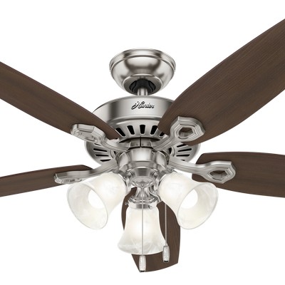 Hunter Fan Co Hunter 52 inch Hinnman Brushed Nickel Ceiling Fan with LED Light Kit and Pull Chain Brushed Nickel/Chrome