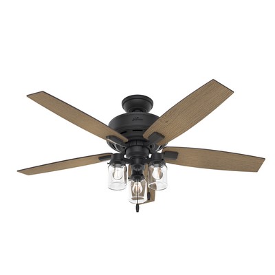 Hunter Fan Co Hunter 52 inch Lincoln Natural Black Iron Ceiling Fan with LED Light Kit and Pull Chain Black