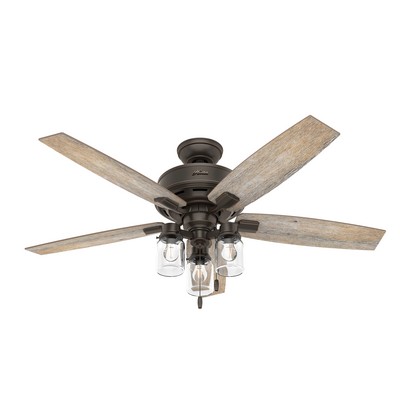 Hunter Fan Co Hunter 52 inch Lincoln Onyx Bengal Ceiling Fan with LED Light Kit and Pull Chain Bronze/Brown