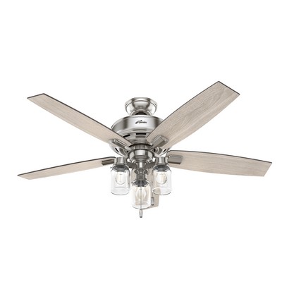 Hunter Fan Co Hunter 52 inch Lincoln Brushed Nickel Ceiling Fan with LED Light Kit and Pull Chain Brushed Nickel/Chrome