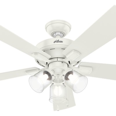 Hunter Fan Co Hunter 52 inch Crestfield Fresh White Ceiling Fan with LED Light Kit and Pull Chain White