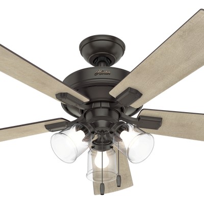 Hunter Fan Co Hunter 52 inch Crestfield Noble Bronze Ceiling Fan with LED Light Kit and Pull Chain Bronze/Brown