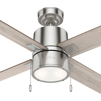 Hunter Fan Co Hunter 52 inch Beck Brushed Nickel Ceiling Fan with LED Light Kit and Pull Chain Brushed Nickel/Chrome