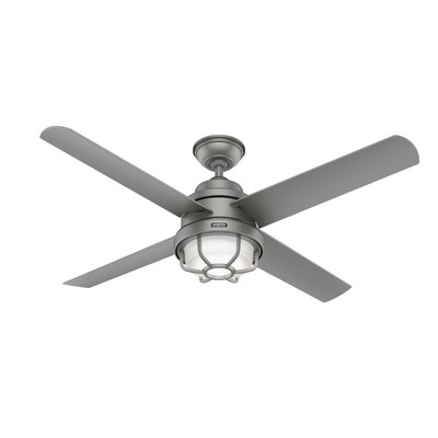 Hunter Fan Co Hunter 54 inch Searow Matte Silver WeatherMax Indoor / Outdoor Ceiling Fan with LED Light Kit and Wa Silver