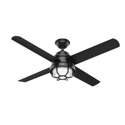 Hunter Fan Co Hunter 54 inch Searow Matte Black WeatherMax Indoor / Outdoor Ceiling Fan with LED Light Kit and Wal Black