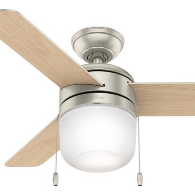 Hunter Fan Co Hunter 42 inch Acumen Matte Nickel Ceiling Fan with LED Light Kit and Pull Chain Brushed Nickel/Chrome