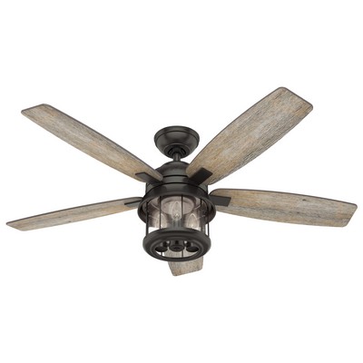 Hunter Fan Co Hunter 52 inch Coral Bay Noble Bronze Damp Rated Ceiling Fan with LED Light Kit and Handheld Remote Bronze/Brown