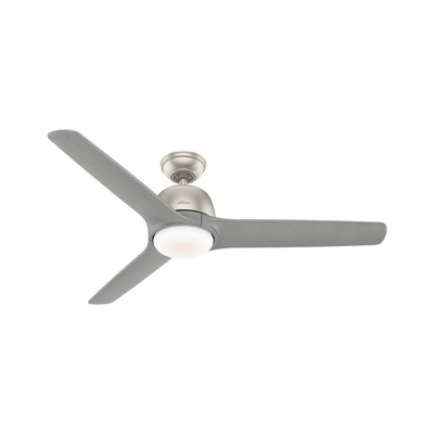 Hunter Fan Co Hunter 54 inch Norden Matte Nickel Ceiling Fan with LED Light Kit and Handheld Remote Brushed Nickel/Chrome