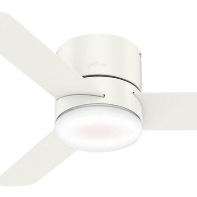 Hunter Fan Co Hunter 44 inch Minimus Fresh White Low Profile Ceiling Fan with LED Light Kit and Handheld Remote White