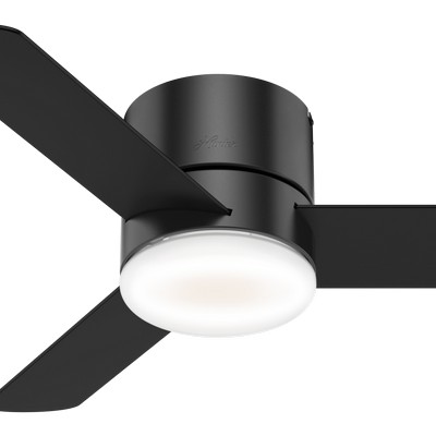 Hunter Fan Co Hunter 44 inch Minimus Matte Black Low Profile Ceiling Fan with LED Light Kit and Handheld Remote Black