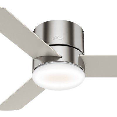 Hunter Fan Co Hunter 44 inch Minimus Brushed Nickel Low Profile Ceiling Fan with LED Light Kit and Handheld Remote Brushed Nickel/Chrome