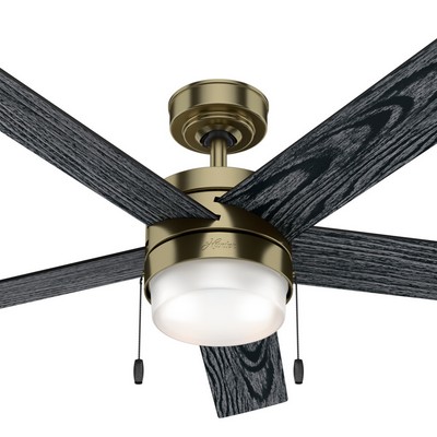 Hunter Fan Co Hunter 52 inch Claudette Modern Brass Ceiling Fan with LED Light Kit and Pull Chain Gold/Brass