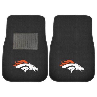 Fan Mats  LLC Denver Broncos 2-pc Embroidered Car Mat Set Black