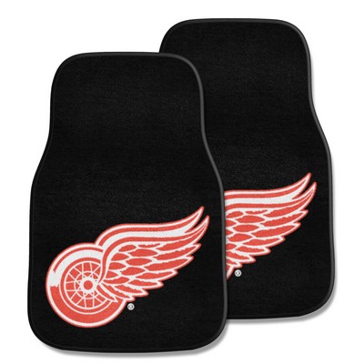 Fan Mats  LLC Detroit Red Wings 2-pc Carpet Car Mat Set Black