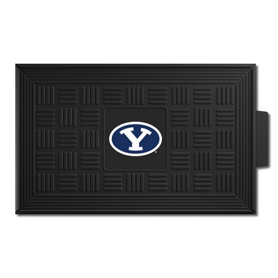 Fan Mats  LLC BYU Cougars Medallion Door Mat Black