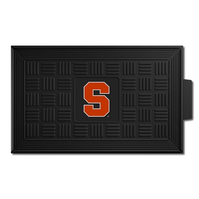 Fan Mats  LLC Syracuse Orange Medallion Door Mat Black