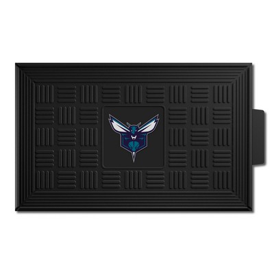 Fan Mats  LLC Charlotte Hornets Medallion Door Mat Black