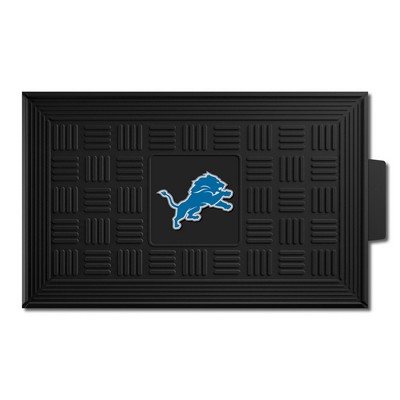 Fan Mats  LLC Detroit Lions Medallion Door Mat Black