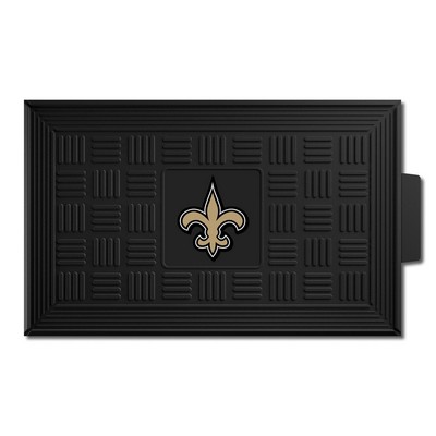 Fan Mats  LLC New Orleans Saints Medallion Door Mat Black