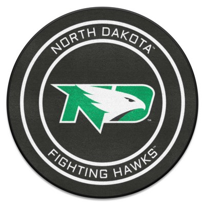 Fan Mats  LLC North Dakota Fighting Hawks Puck Mat Black